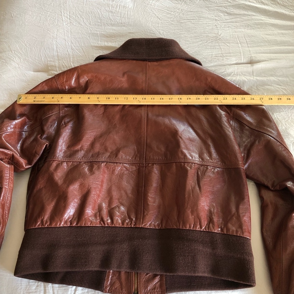 Men’s Vintage 90s brown leather bomber coat jacket L - Picture 15 of 16